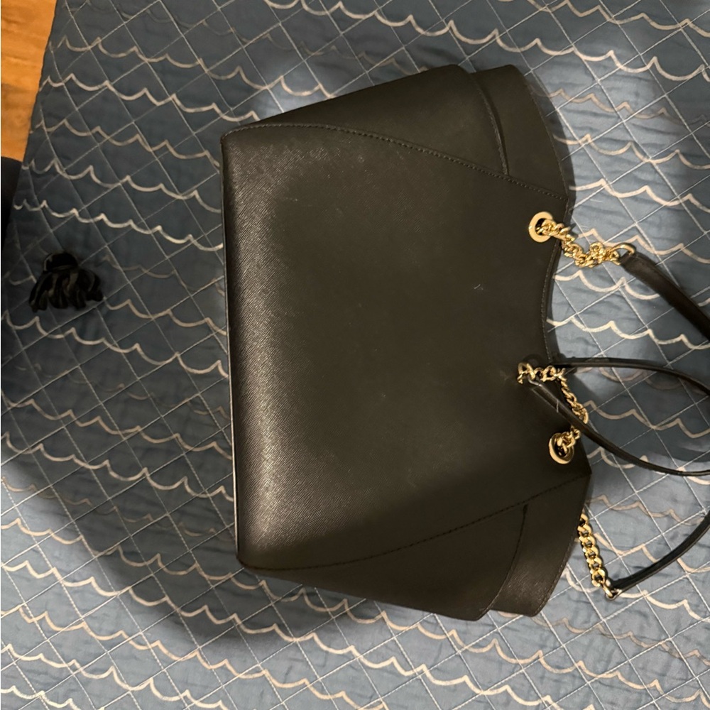 Michael Kors Black Shoulder Bag with Gold Chain